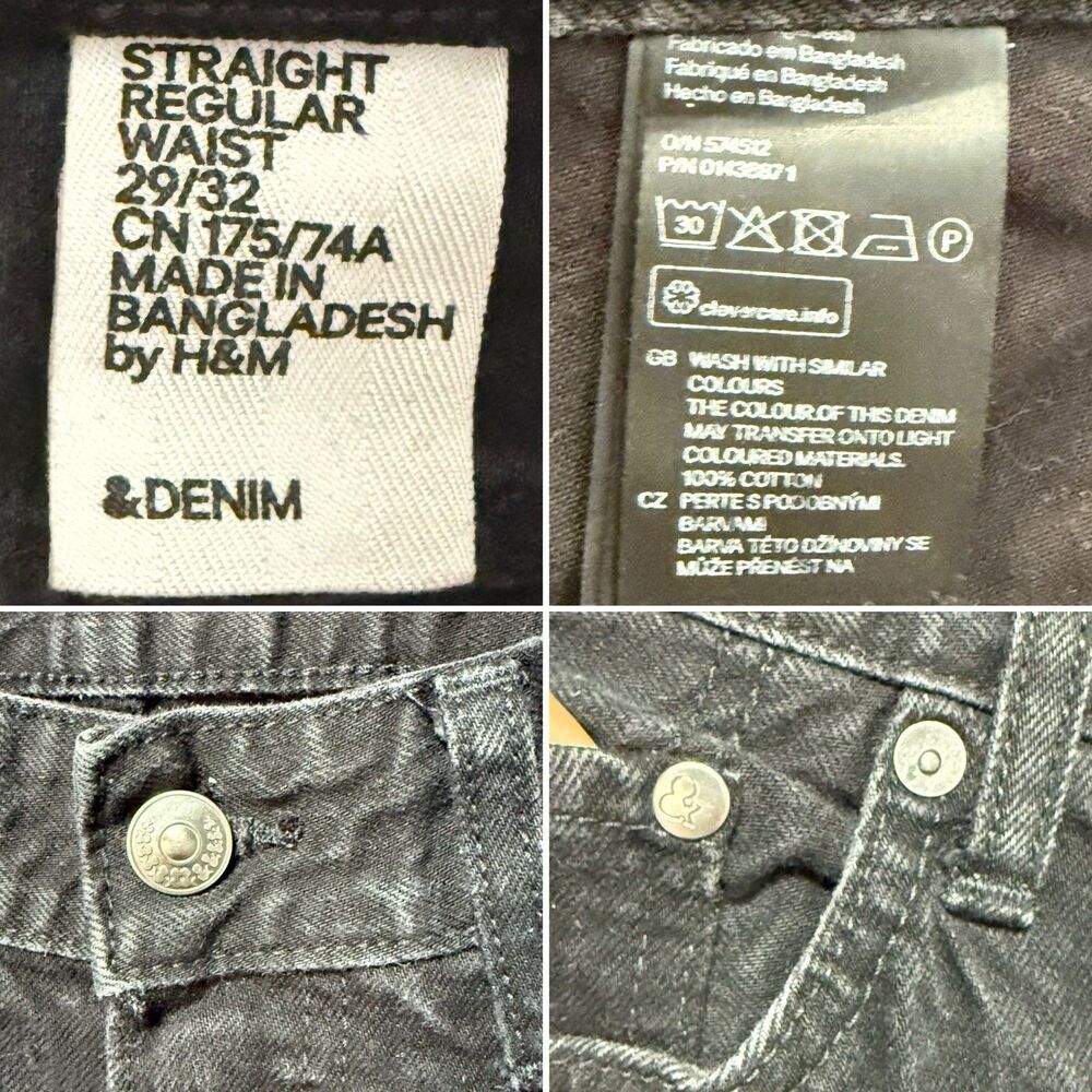 H&M Slim Stretch Denim Jeans Men's Size W29 x L32 Dark Rinse - Picture 8 of 16